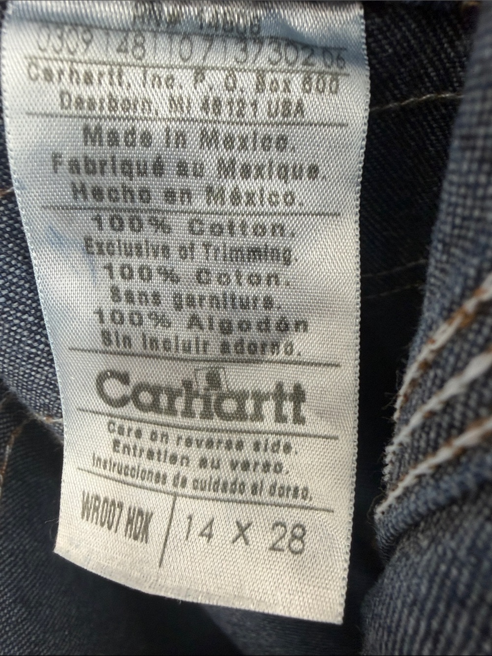 Vintage Carhartt Baggy Denim Overalls Y2K Utility Carpenter 14x28 Best 8/10 - Picture 7 of 11